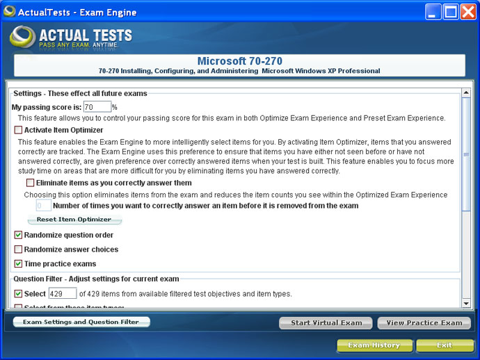 Exam Engine Settings